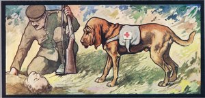 Ambuland ブラッドハウンド、1919 年に出版された Gladys Davidson 作「Helpers Without Hands」のイラスト（カラー リソ）