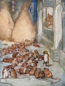 「イソップ物語」の評議会のネズミ、パブ。 Raphael Tuck & Sons Ltd.、ロンドン (挿絵)