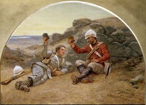 女王よ、神のご加護を！」。 作： John Evan Hodgson