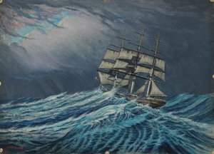 帆船 19世紀後半から20世紀半ば（油彩・カード） 作： John Everett