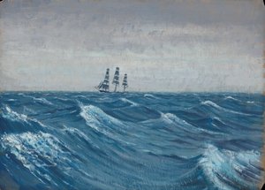 帆船、19世紀後半から20世紀半ば（油彩・紙） 作： John Everett