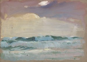 月明かりに照らされた灰色の海、ポート・レーベン 作： John Everett