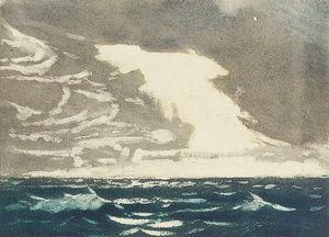 海景-緑の海と嵐の青灰色の空 2、20世紀（カラー・アクアチント） 作： John Everett