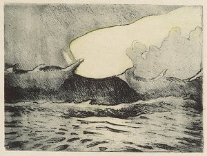 海景-非常に荒い灰色の海 2、20世紀（カラーエッチング） 作： John Everett