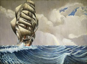 1899年12月から4月にかけて、ロンドン（イギリス）とシドニー（オーストラリア）の間を航行する「イキケ」号（油彩・紙）、1930年頃。 作： John Everett