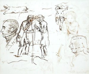 ジョン・ラスキン（1819-1900）とウィリアム・ミレイとの習作のシート 作： John Everett Millais