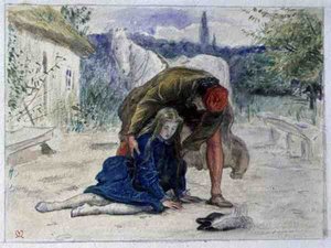 ロバート・ブキャナン（1841-1901）の詩「Maid Avoraine」の挿絵、1862-3年頃（水彩画） 作： John Everett Millais