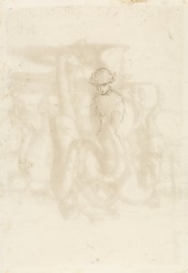拒否、Verso：女性のスケッチ、1853年（紙にペンと茶色のインク） 作： John Everett Millais