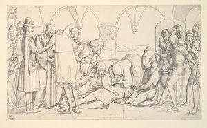 ロミオとジュリエット、最後の場面」のためのスタディ 作： John Everett Millais