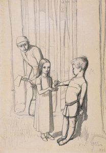 1849年の「ウッドマンズドーター」の研究 作： John Everett Millais
