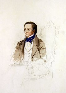オックスフォード大学マートン・カレッジのR.スティーブンスの肖像画のための習作 1850年頃 （鉛筆・水彩・紙） 作： John Everett Millais