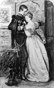 ブラックブランズウィッカー、1865年頃（紙にトイレ） 作： John Everett Millais