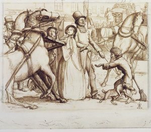 ブラインドマン、1853年（ペン、インク、ウォッシュ、グラファイト、ウォーヴ紙） 作： John Everett Millais