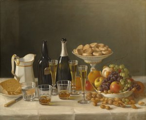ワイン、チーズ、果物、1857 作： John F. Francis
