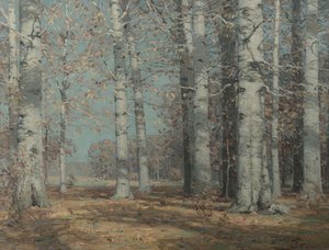 秋のブナ、c.1908-1915（キャンバスに油彩） 作： John Fabian Carlson