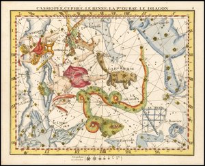 1776 - John Flamsteed - Cassiopee, Cehee, Le Renne, La Petite Ourse, Le Dragon (カシオペア座、ケフェウス座、こぐま座、ドラコ座) 作： ジョン・フラムスティード
