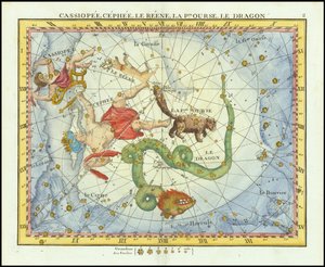 1776 - John Flamsteed - Cassiopee, Cehee, Le Renne, La Pt.Ourse, Le Dragon (カシオペア座、ケフェウス座、こぐま座、ドラコ座)
