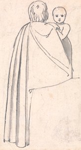 後ろ姿, の, a, 女, ∥で∥, 子供, 見ること, 彼女, 肩 作： John Flaxman