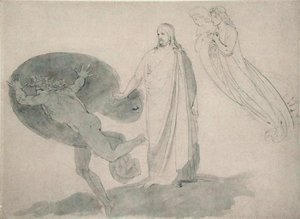 サタンの裏側、サタン、1783-87年（鉛筆、ペン、インク、紙の上で洗う）