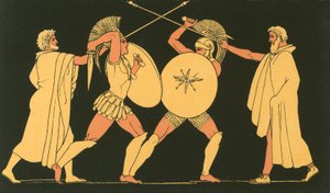 ヘラルドで隔てられたヘクターとアヤックス 作： John Flaxman