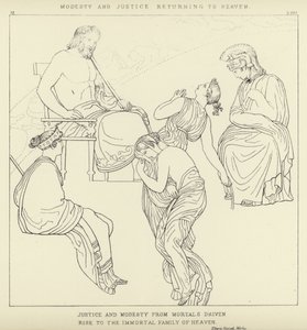 謙虚さと正義が天国に戻る 作： John Flaxman