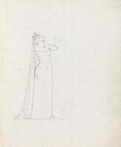 シドンズ夫人、コンスタンスとして、1783年（紙にペン、インク、ウォッシュ） 作： John Flaxman