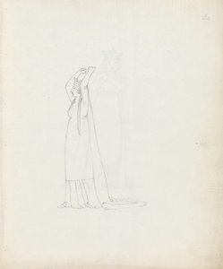 シドンズ夫人、コンスタンスとして、1783年（紙にペン、インク、ウォッシュ） 作： John Flaxman