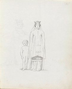 Siddons夫人、子供との関係、1783年（紙にペン、インク、ウォッシュ） 作： John Flaxman