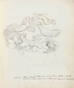 オベロン。チタニアが眠る、ある夜の時間...、1783（紙にペン、インク、ウォッシュ） 作： John Flaxman