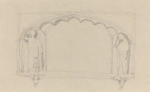 ゴシック様式のモニュメント (シムコー モニュメント?) のスケッチ 作： John Flaxman