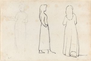立っている女性の 3 つのスケッチ 作： John Flaxman