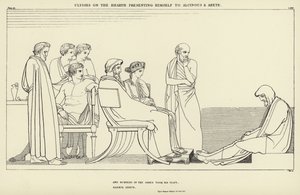 アルシナスとアレテに自分自身を提示する炉のユリシーズ 作： John Flaxman
