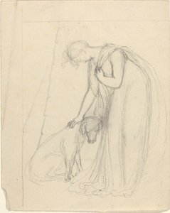 犬を撫でる女性 作： John Flaxman