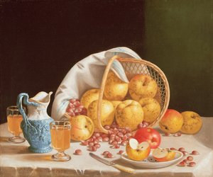 黄色いリンゴのある静物、1858 作： John Francis