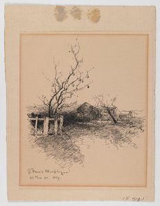 1894年12月20日、ニューヨーク州ランドスケープ（板紙にペンとインクを塗った紙） 作： John Francis Murphy