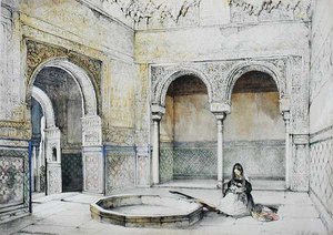 アルハンブラ宮殿のスケッチとスケッチ」より「アベンセラヘスの間」の内部、William Gauci (fl.1825-54)の彫刻。