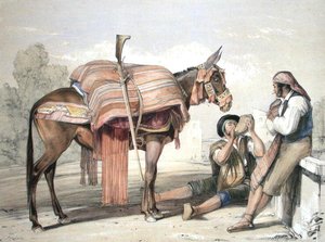 ラバを連れた旅人の農民（アンダルシア地方 作： John Frederick (after) Lewis