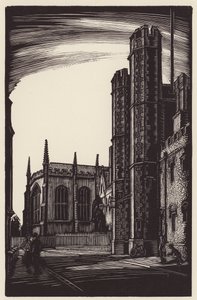 ケンブリッジセント・ジョンズ・ゲートウェイとトリニティ・チャペル東端（木版画）