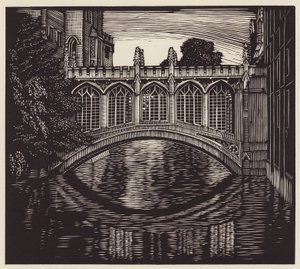 ケンブリッジ：「ため息の橋」（木版画） 作： ジョン・フレデリック・グリーンウッド