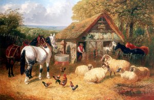 農場のシーン、c1840-c1900 作： John Frederick Herring II