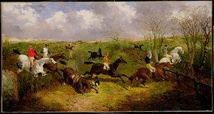 A Steeplechase（油彩・キャンバス 作： John Frederick Herring Jnr