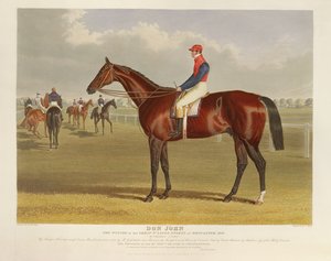 チャールズハント（1803-77）によって彫刻された、ドンカスターの偉大な聖レジェステークスの勝者、1838年の &39;ドンジョン&39;は、パブ。 S. und J. Fuller、1838（アクアチント） 作： John Frederick Herring Senior
