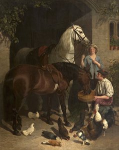 馬に餌をやる 作： John Frederick Herring Senior