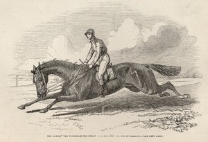 1845年9月27日の「The Illustrated London News」より、偉大な聖レガーの勝者である「男爵」 作： John Frederick Herring Senior