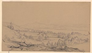 素描、ニューヨーク州ジョージ湖、北東方向、1850-65年 作： ジョン・フレデリック・ケンセット