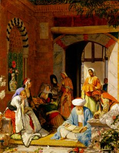「そして信仰の祈りは病人を救う」、ジェームズ5:15から（パネルに油を塗る） 作： John Frederick Lewis