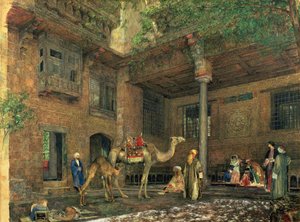 画家の家の中庭、カイロ、1851年 作： John Frederick Lewis