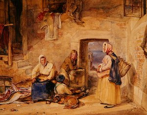 ニューヘイヴンの漁師たち、エディンバラ、1831-32年頃（水彩、紙） 作： John Frederick Lewis