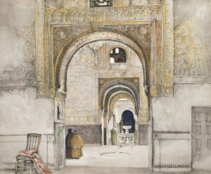 ウィラムゴーチ（fl.1825-54）、1835年に刻まれた「アルハンブラのスケッチと絵」からの2人の姉妹のホール（Sala de las dos Hermanas） 作： John Frederick Lewis