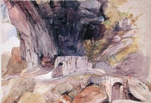 峠（ペン＆グレーインク、水彩、紙） 作： John Frederick Lewis